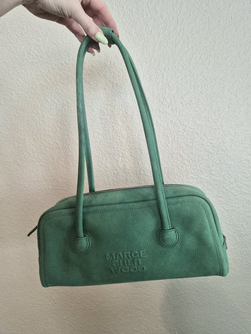 Marge Sherwood Soft Baguette Bag - Winter Green Nubuck - Picture 3 of 15